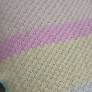 Handmade Crochet Blanket in Soft Pastels